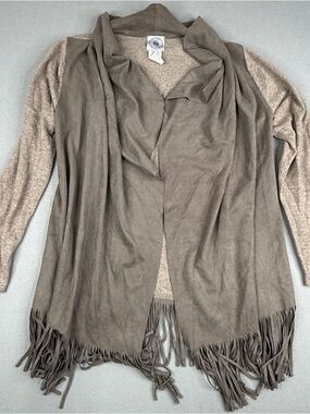 Muche & Muchette Fringe Cardigan Boho Faux Suede Drape One Size